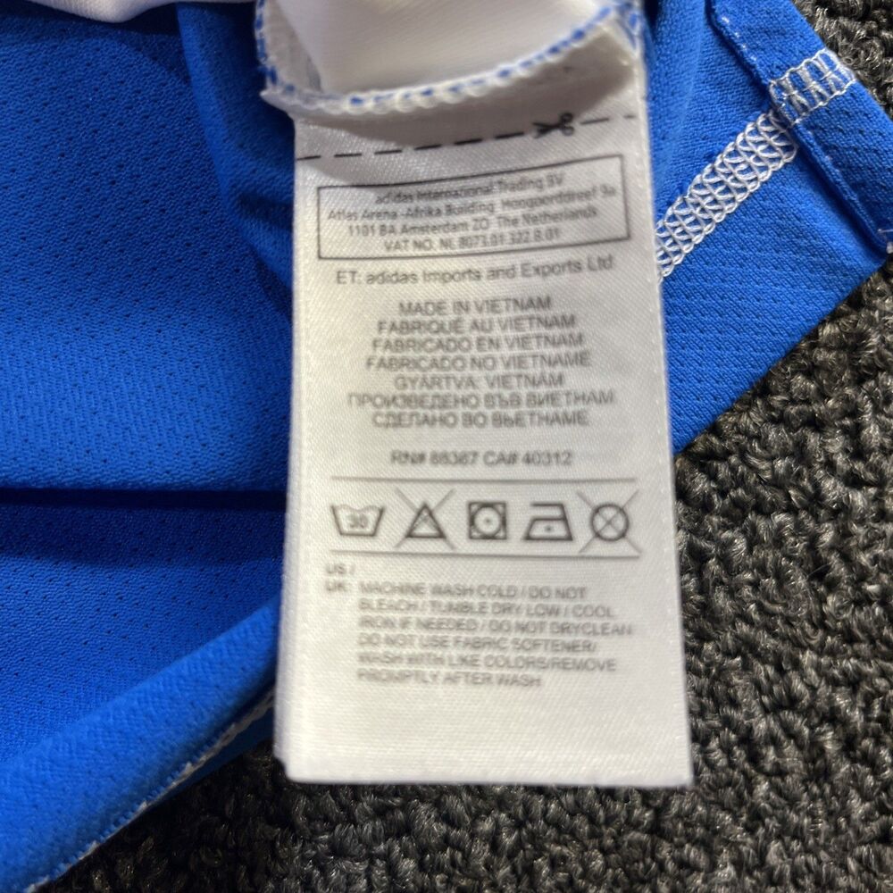 Adidas Golf Adizero Mens Large White Blue Short Sleeve Polo Shirt Z70815 - Picture 7 of 12